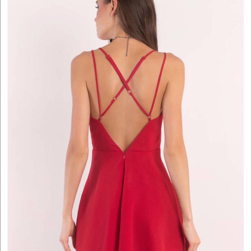 Red Criss-Cross Back Skater Dress